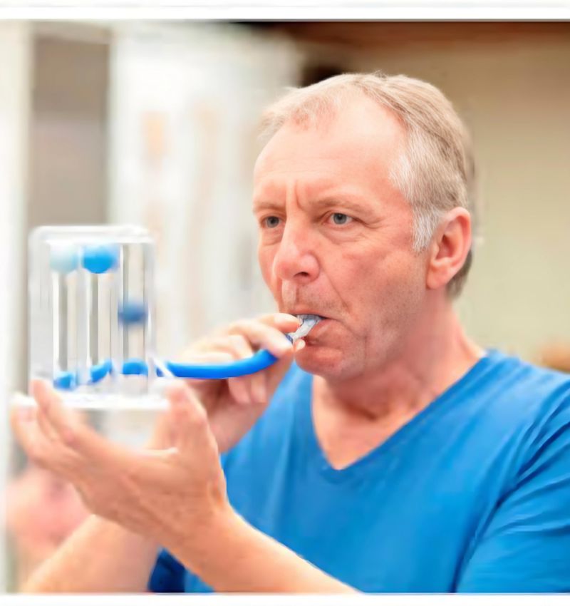 Paciente realizando prueba de espirometría