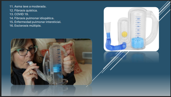 Paciente realizando rehabilitación pulmonar